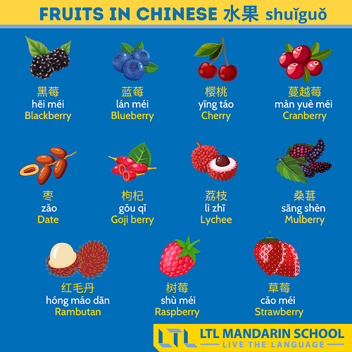 Fruits in Chinese 2 - Berries