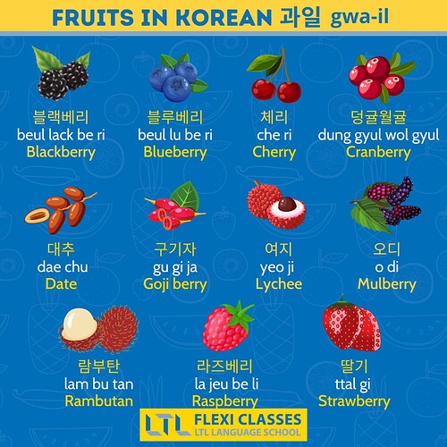 Fruits in Korean 2 - Berries